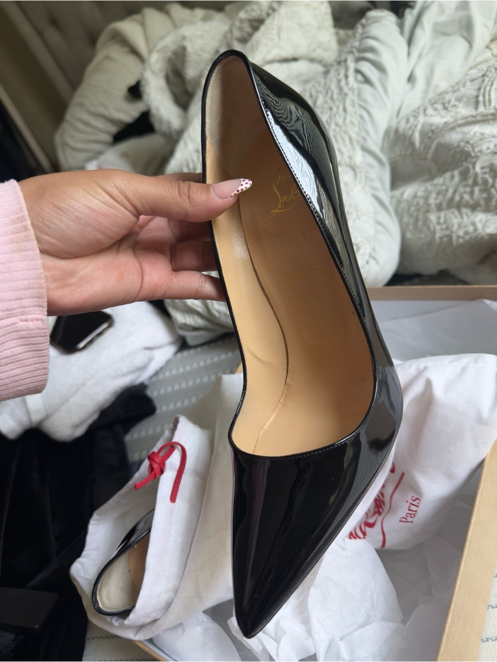 Christian Louboutin Black Patent Pointed Toe Stiletto Pump